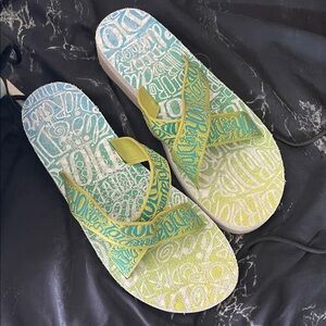 Dior White Sandals with Green Accents